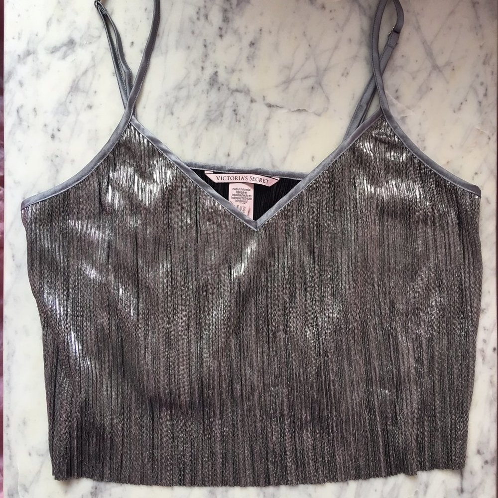 Victoria's Secret Metallic Silver Cropped Cami